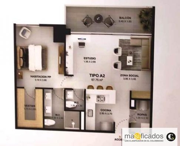 Venta Apartamentos El_Poblado 67 mts² 1 alcoba
