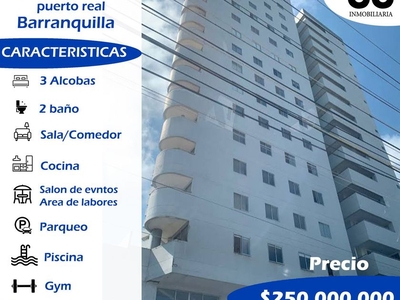 Apartamento en venta Edificio Puerto Real, Calle 85, Riomar, Barranquilla, Atlántico, Colombia